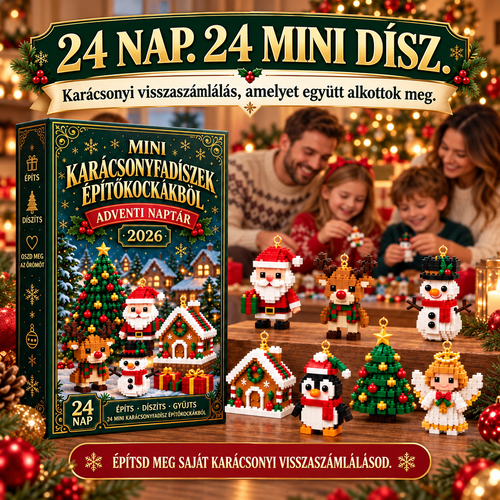 BILLHOL® 🎄 Karácsonyi Adventi Naptár – 24 Napnyi Meglepetés, 24 Mini Építőkocka-Dísz