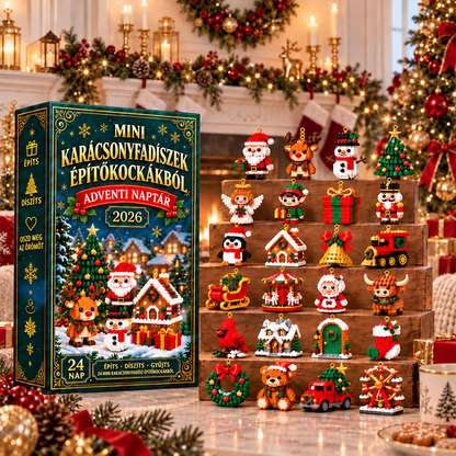 BILLHOL® 🎄🎁 Karácsonyi Adventi Naptár – 24 Napnyi Meglepetés, 24 Mini Építőkocka-Dísz