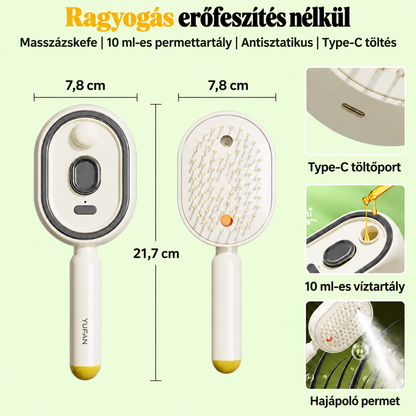 BILLHOL® ✨ Elektrický rozprašovací kartáč na vlasy 5 v 1 – Hladké, lesklé vlasy bez krepatění | Rozčesává, masíruje a osvěžuje