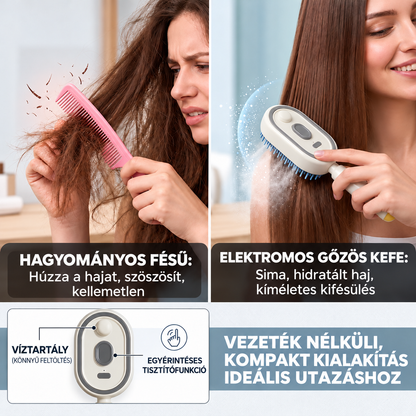BILLHOL® ✨ Elektrický rozprašovací kartáč na vlasy 5 v 1 – Hladké, lesklé vlasy bez krepatění | Rozčesává, masíruje a osvěžuje