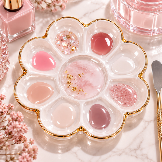 Gold Rim Flower Petal Nail Art Palette