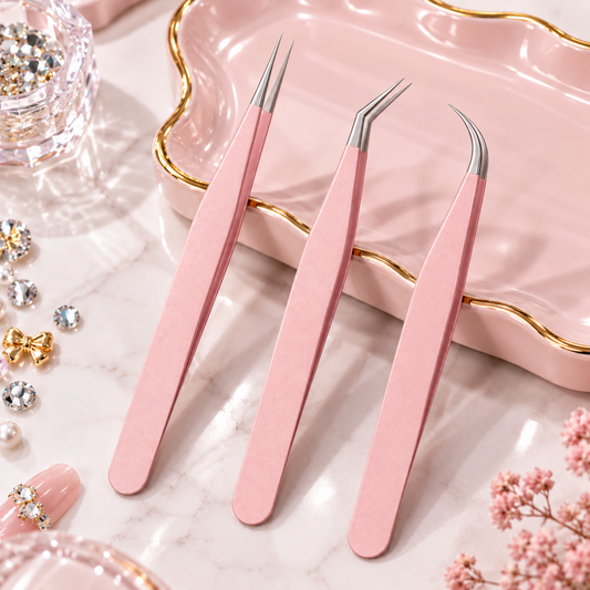 Macaron Pink Nail Tweezers Set of 3