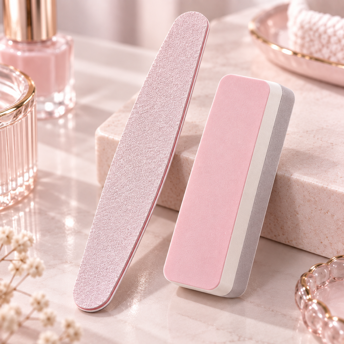 Pink Nail File & Buffer Block Set